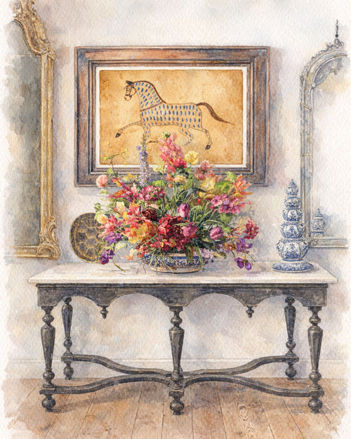 Dutch Style Spécimen Flowers and Cowrie Shell No.1